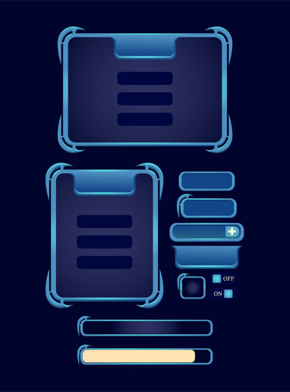 二维一套幻想rpg游戏ui板弹出模板的gui资产元素用户界面框架板