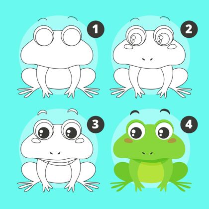 色彩平面青蛙画插图包可爱自然