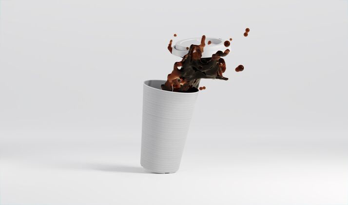 分类用咖啡喷溅纸组成咖啡杯三维现实