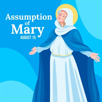 8月15日假设玛丽插画宗教手绘神圣