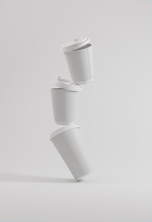 杯子纸咖啡品牌悬浮模型纸张热饮料安排