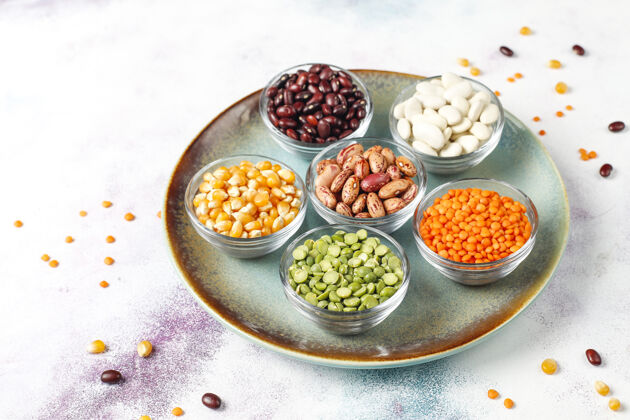 生的豆类和豆类品种健康的纯素蛋白质食物素食者豆科套餐