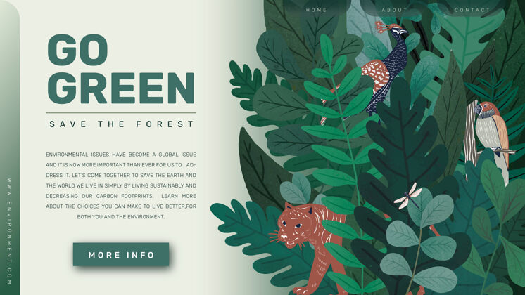 拯救森林去绿色模板保存森林博客横幅可持续生活演示模板横幅模板