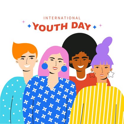 青年节国际青年节插画纪念手绘活动