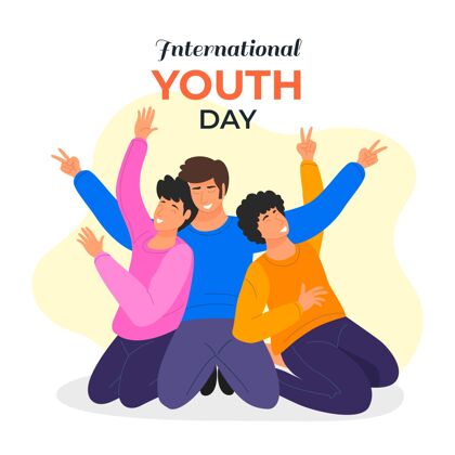 青年手绘国际青年节插画纪念庆祝国际