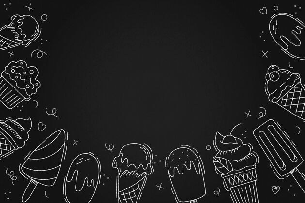 食物手绘冰淇淋黑板背景冰淇淋冰淇淋背景甜点