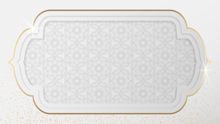 斋月闪亮的金色框架中的阿拉伯图案庆典背景框架斋月穆巴拉克