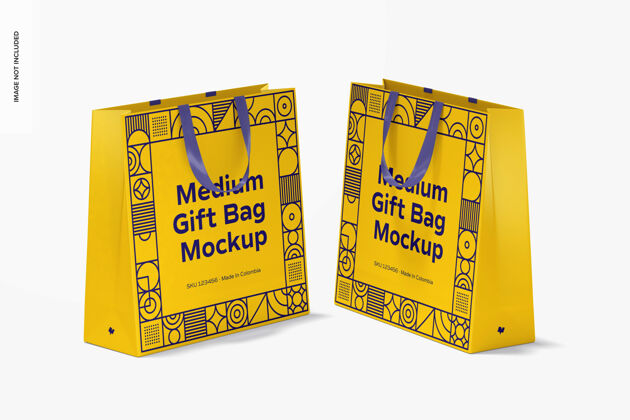 包装中型礼品袋与丝带处理样机礼品袋纸张纸袋