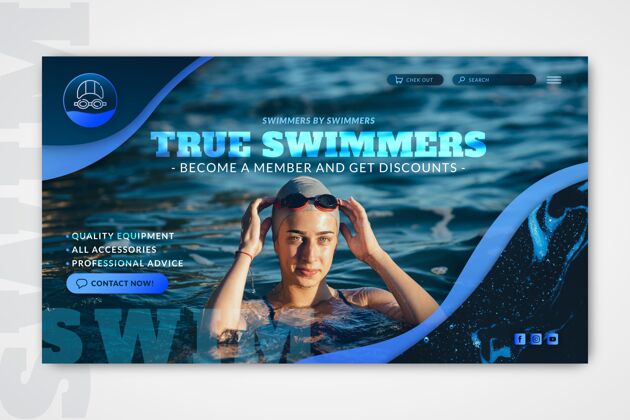 生活方式游泳网页模板与照片运动登录页健康