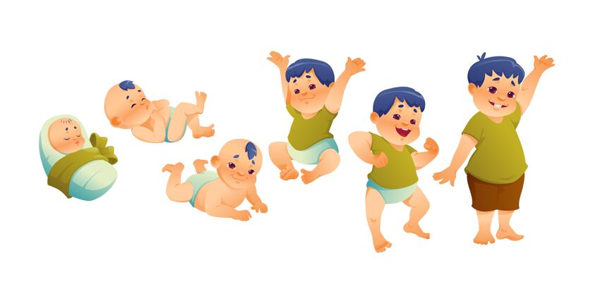 男孩一个男婴插图的平面阶段阶段收集个人