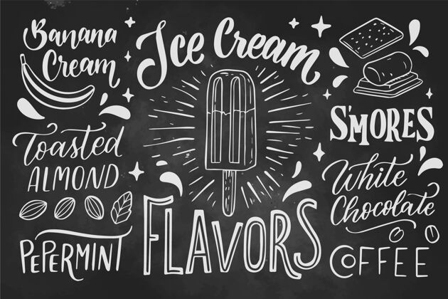 美味手绘冰淇淋黑板文字冰淇淋手绘甜点