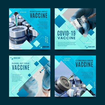 疾病带照片的instagram帖子收集包装疫苗
