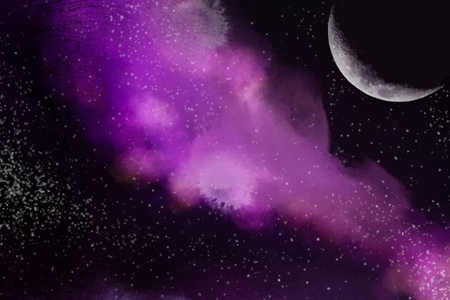 太空背景手绘水彩银河背景手绘水彩画背景太空
