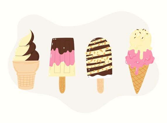 健康手绘冰淇淋系列提神夏季奶油