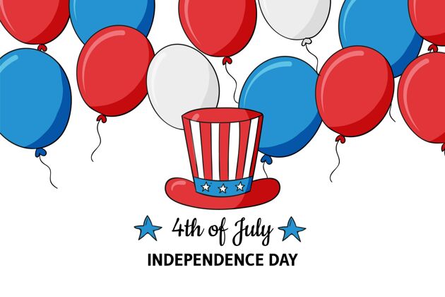 国家手绘七月四日独立日气球背景节日墙纸美国