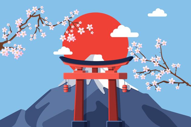 平面插图平面2021年日本奥运会背景彩色日本平面设计
