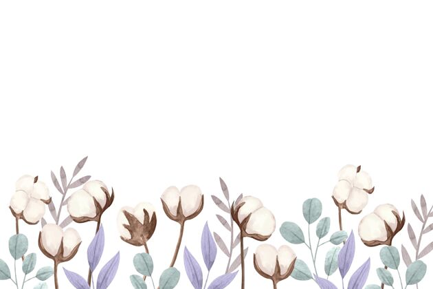 花卉水彩棉背景插图精致植物水彩花