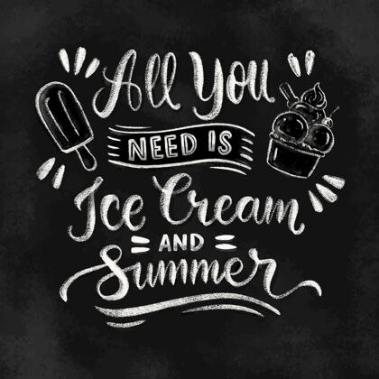 夏天手绘冰淇淋黑板文字甜点黑板美味