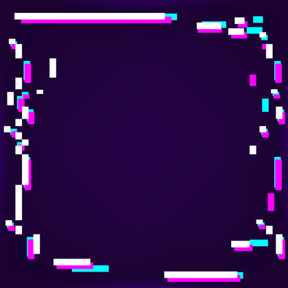 框架霓虹灯闪烁的框架上的深紫色背景霓虹灯正方形发光框架