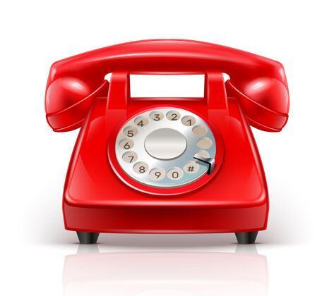 黑色现实的红色手机隔离在白色旧电话电话热线