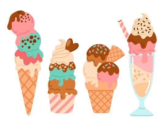 凝胶手绘冰淇淋系列美味柔软冰激凌