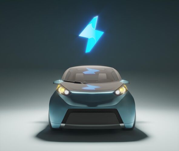 电力带充电电池符号的3d电动车模型现实3d