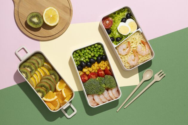 日本美味的便当盒组成日本健康午餐