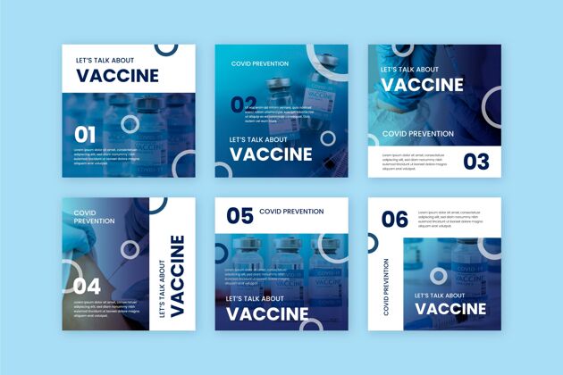 收集梯度疫苗instagram帖子集与照片包装设置梯度