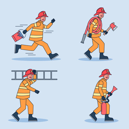 消防员消防员角色集职业制服职业