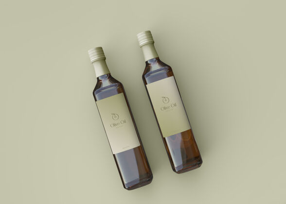 食品两个橄榄油瓶模型品牌玻璃模型