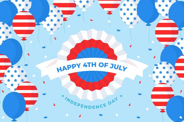 平面设计七月四日-独立日气球背景美国7月4日背景