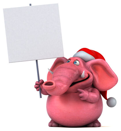 耳朵粉红大象3d插图大象圣诞节非洲
