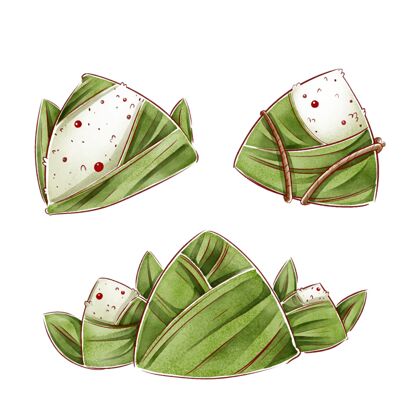 粽子收藏手绘水彩画龙舟的粽子收藏6月14日传统收藏
