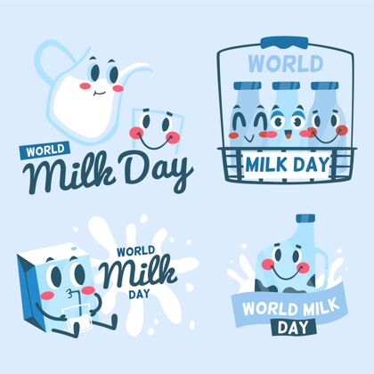 食品平板世界牛奶日徽章收藏标签收集庆典徽章收集