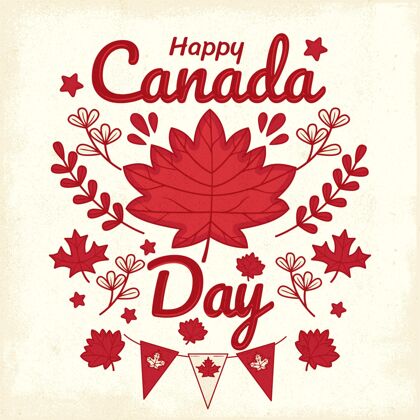 活动手绘加拿大日插图庆祝爱国快乐加拿大日