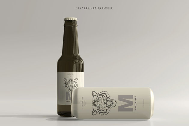 光泽500ml光滑的苏打水或啤酒罐 带瓶子模型铝模型啤酒