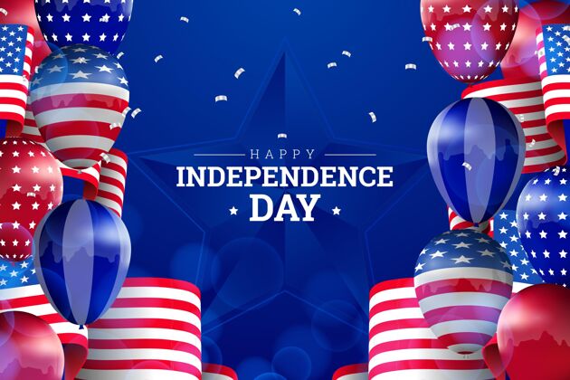 背景真实的七月四日-独立日气球背景活动美国独立日