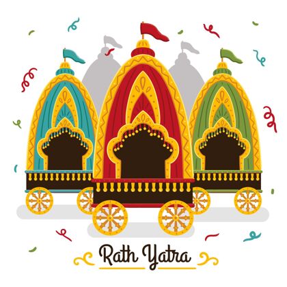 印度平面拉思雅特拉插图节日印度教印度教