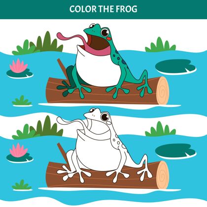 台阶手绘青蛙上色青蛙可爱颜色