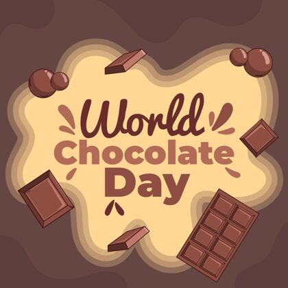 糖果手绘世界巧克力日插画美味甜点可可