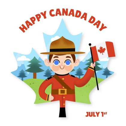 加拿大日手绘快乐加拿大日插图公园管理员活动庆祝