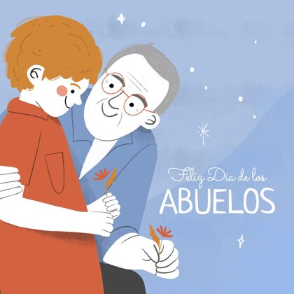 活动手绘迪亚德洛斯阿布埃洛斯与祖父母插图庆祝手绘祖母