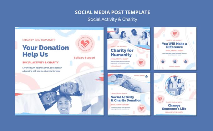 包装Instagram为社会活动和慈善事业发布了一系列帖子社交媒体救济收集