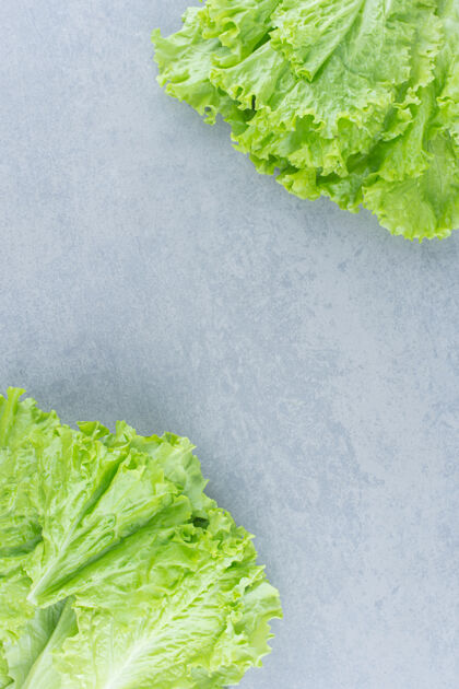 生菜莴苣叶子孤立在灰色背景上饮食配料自然
