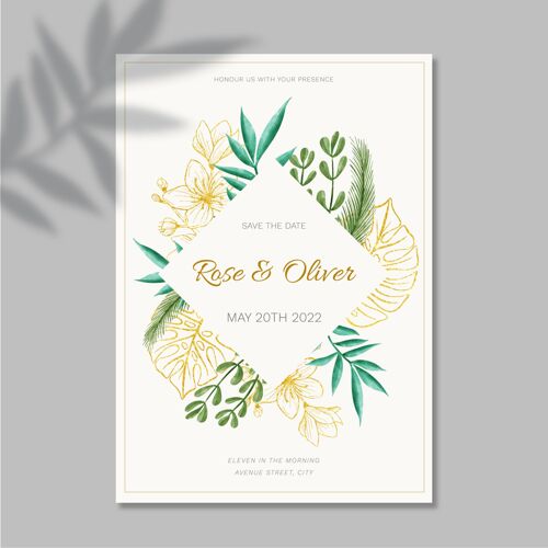 婚礼花卉结婚卡模板设计保存日期婚礼请柬婚礼花