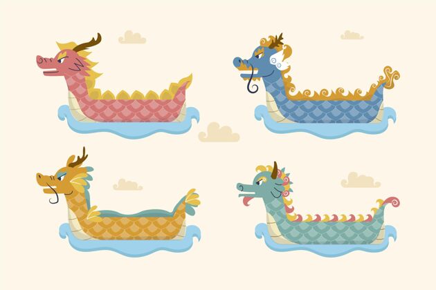 龙舟比赛有机平板龙舟系列节日中国手绘