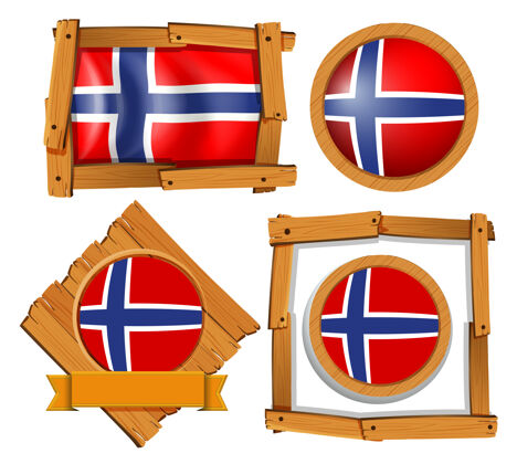 旗挪威国旗徽章设计图纸圆徽章
