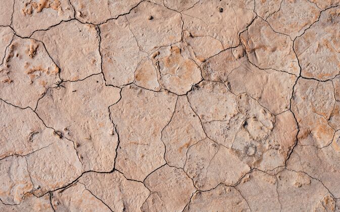 气候高角度特写镜头裂缝土地纹理为背景沙漠表面干燥