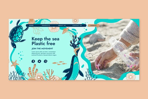 生态保存海洋登陆页面模板保护拯救地球网页模板