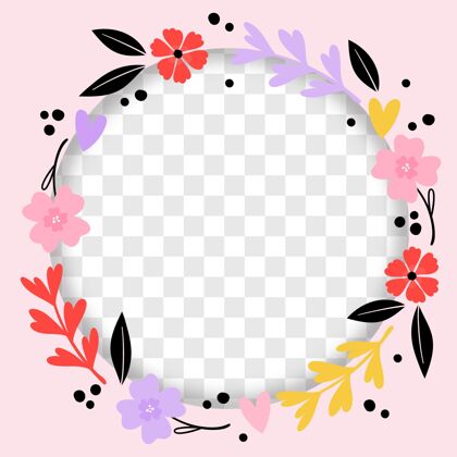 社交媒体手绘花卉脸谱框架花卉网络相框